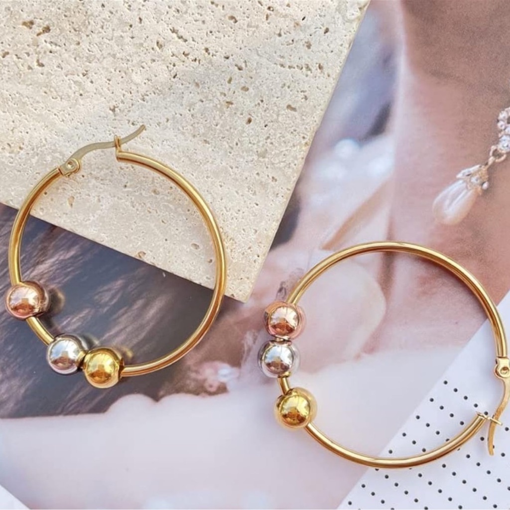 New 14k Yellow Gold Plating Trendy Dangle Hoop Earrings